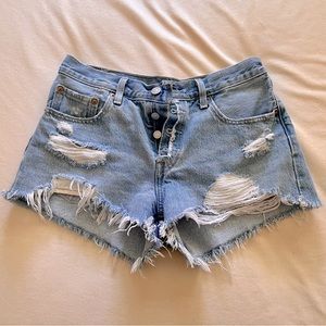 Levi's 501 Original Frayed Ripped Jean Shorts